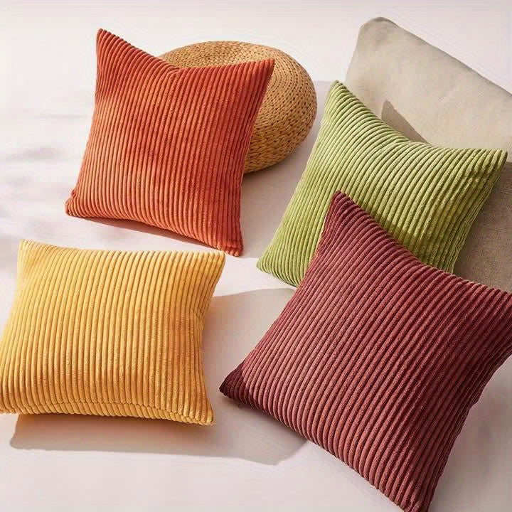 4 Pack Corduroy Pillow Covers, Soft Textured Fabric, Double-Sided Design with Zipper Closure