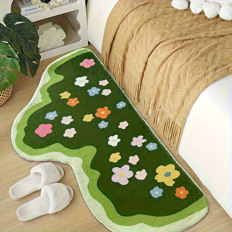 Fluffy Moss Flower Area Rug, 1000g+10mm Green Moss Flower Carpet