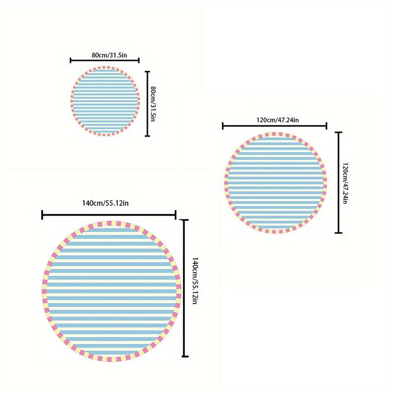Soft Faux Sheepskin Round Mat Soft Faux Sheepskin Modern Striped Round Mat | 1000g+10mm
