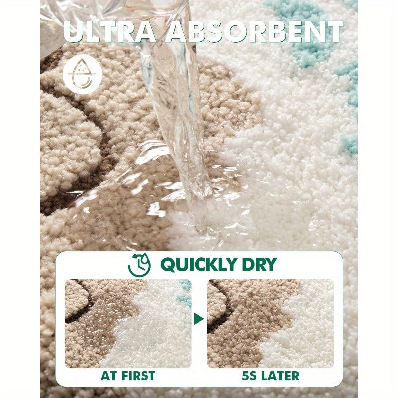 Soft and Absorbent Beach Bathroom Carpet, Non-Slip Backing