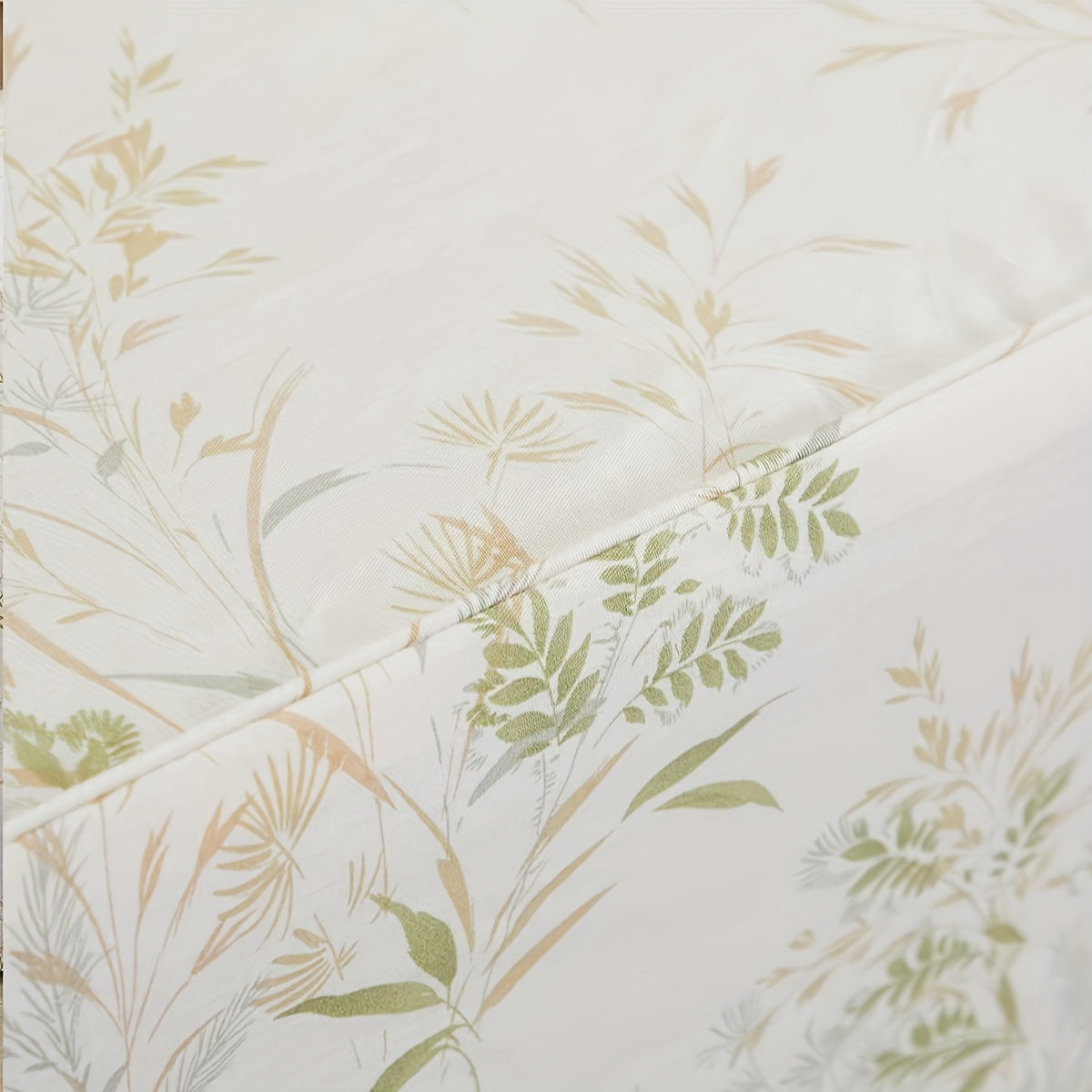 Botanical Bliss 4pcs Bedding Set - Ultra-Soft 100% Cotton, Breathable Floral & Leaf Print with Deep Pockets