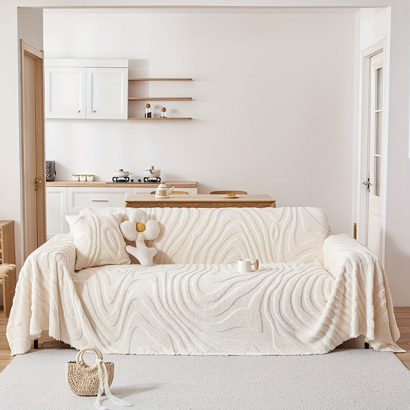 Christmas Couch Cover 1pc Cream Colored Thick Plush Sofa Towel