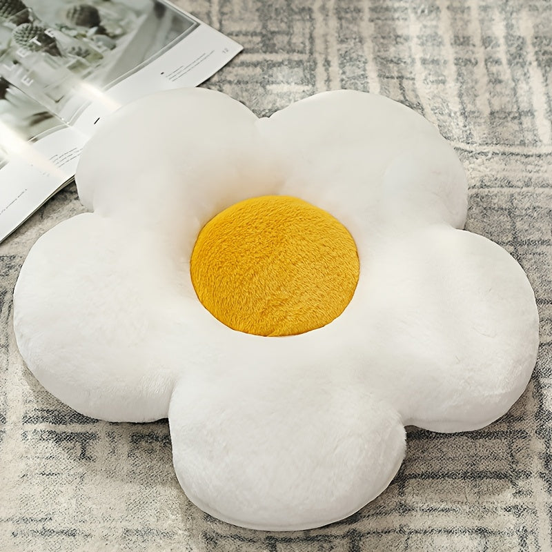 Floral Plush Pillows 2pcs Floral Plush Pillows - Soft White & Yellow Floral Design