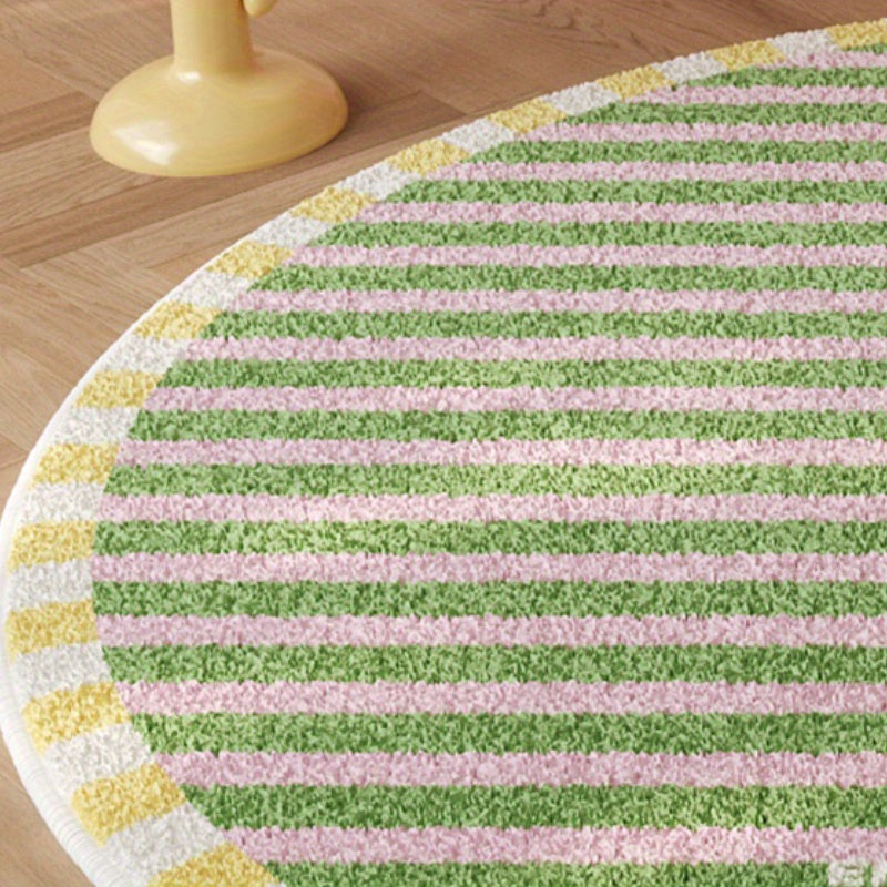 Soft Faux Sheepskin Round Mat Soft Faux Sheepskin Modern Striped Round Mat | 1000g+10mm