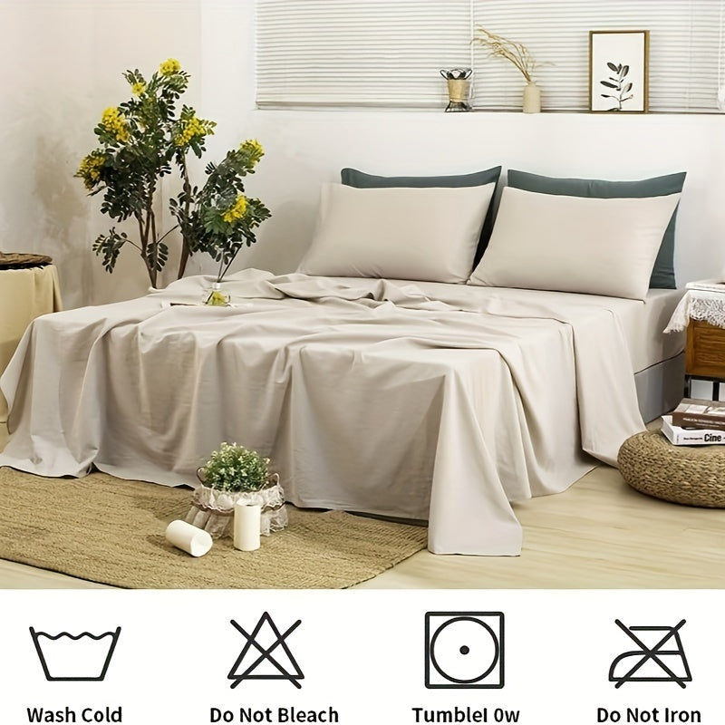 Natural Linen 100% Linen Sheets, 4pcs Linen Sheets Set