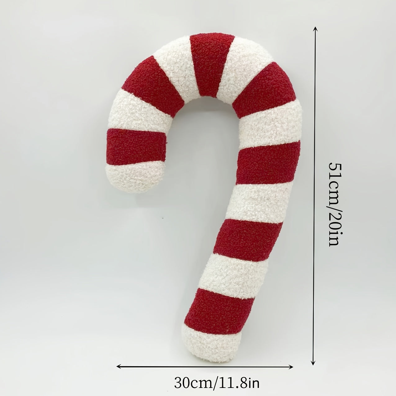 1pc Plush Candy Cane Pillow - Christmas Decor Cushion with Red, Green, Pink Striped Candy Cane Design