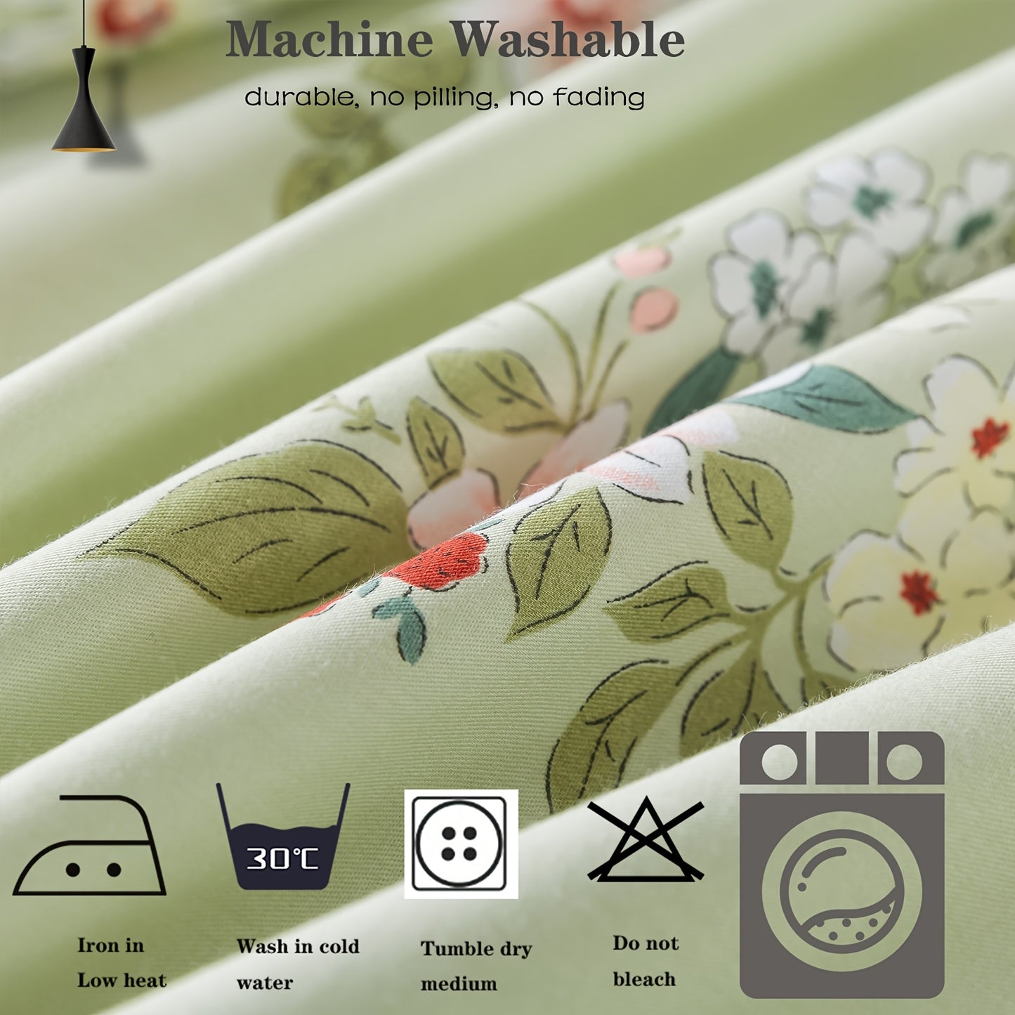Floral Bed Sheet Set Percale Cotton Shabby Vintage Chic Rose Deep Pocket Sheets Sage Green