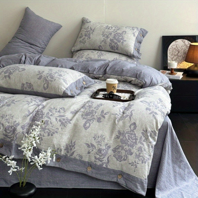 Ice Feather A-Class Thickened High GSM Linen Retro Style Double Layer Printed Three-Piece Set