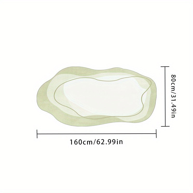 Light Green Irregular Bedroom Mat | Soft, Durable, Non-Slip, Machine Washable Striped Mat