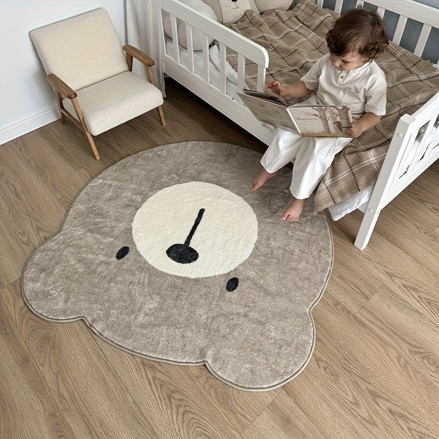 1 Cute Bear-Shaped Plush Mat - Soft, Comfortable & Durble Polyester Mat for Living Room or Bedroom
