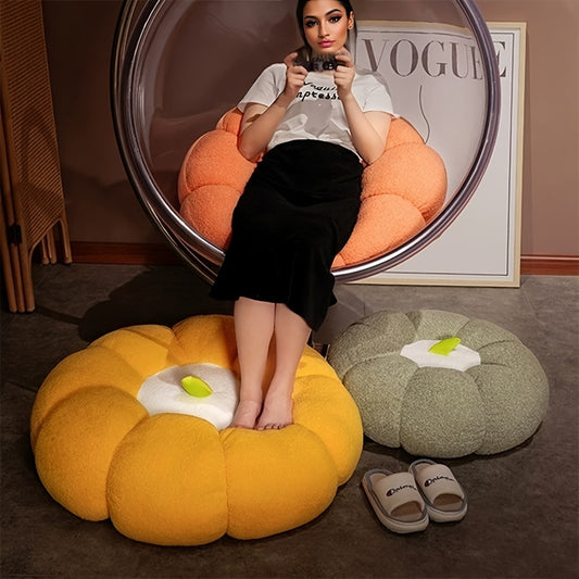 Modern Soft Pumpkin Cushion - Cozy Autumn Pillow Cover for Sofa & Bed, Polyester, Hand Wash Only