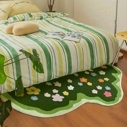 Fluffy Moss Flower Area Rug, 1000g+10mm Green Moss Flower Carpet