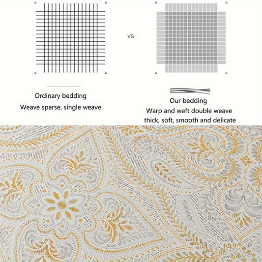 4pcs 100% Sheets Set Classical Damask Paisley Bedding Luxurious Golden Classy Paisley Bed Sheet Set Breathable