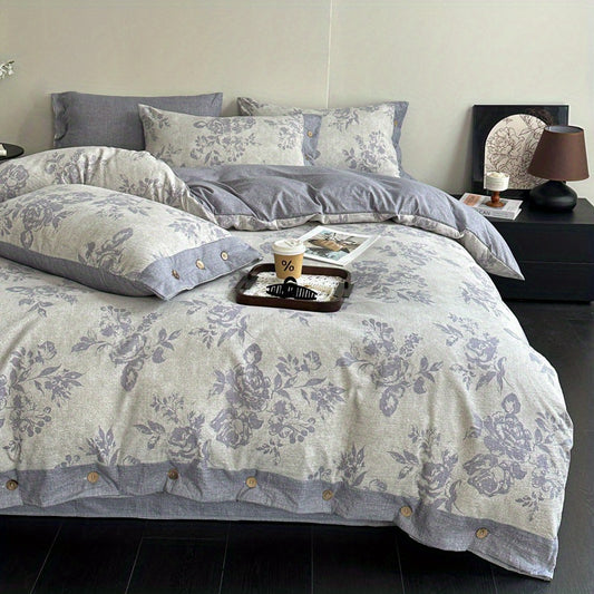 Ice Feather A-Class Thickened High GSM Linen Retro Style Double Layer Printed Three-Piece Set