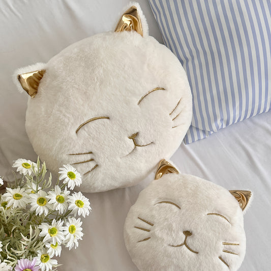 Golden Fluffy Cat Pillow Golden Fluffy Cat Pillow - Cartoon-Themed Decorative Pillow for Home Decor