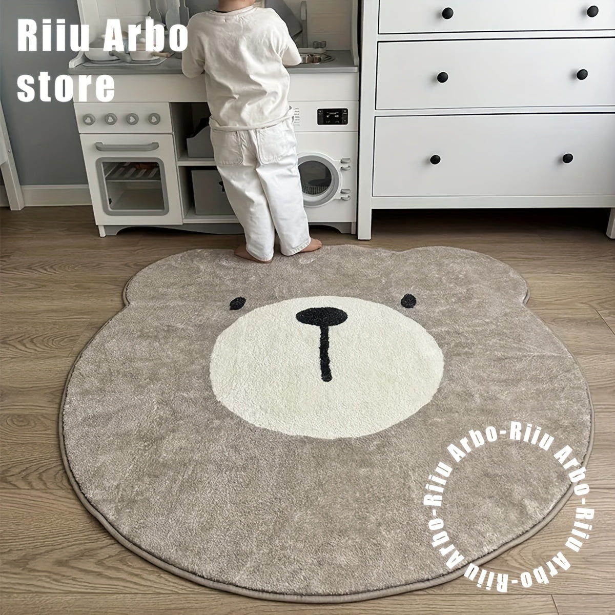 1 Cute Bear-Shaped Plush Mat - Soft, Comfortable & Durble Polyester Mat for Living Room or Bedroom
