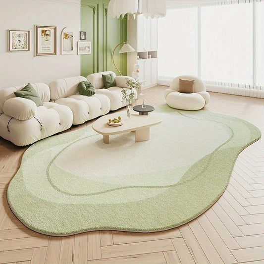 Light Green Irregular Bedroom Mat | Soft, Durable, Non-Slip, Machine Washable Striped Mat