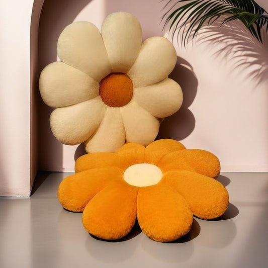 Contemporary Floral Plush Flower Cushion - Soft Polyester Short Plush, Sun-Scented, Hand Wash Only