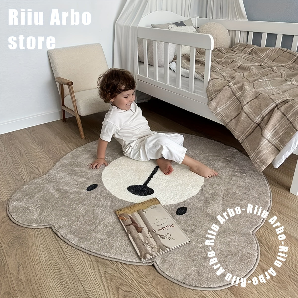 1 Cute Bear-Shaped Plush Mat - Soft, Comfortable & Durble Polyester Mat for Living Room or Bedroom