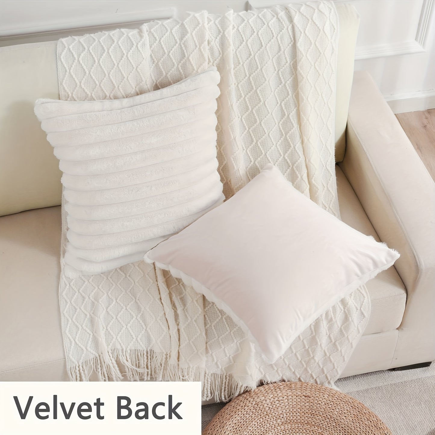 2pcs set, artificial fur plush decorative pillowcase, Wabi-Sabi style pillowcase for bed, bolster cover