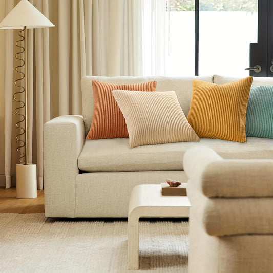 4 Pack Corduroy Pillow Covers, Soft Textured Fabric, Double-Sided Design with Zipper Closure