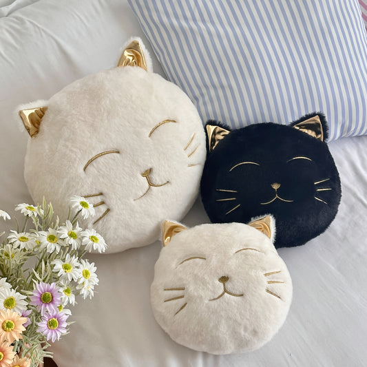 Golden Fluffy Cat Pillow Golden Fluffy Cat Pillow - Cartoon-Themed Decorative Pillow for Home Decor