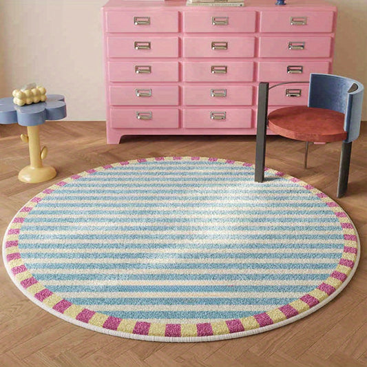 Soft Faux Sheepskin Round Mat Soft Faux Sheepskin Modern Striped Round Mat | 1000g+10mm