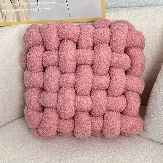 YLBKIKR 12-Inch Round Knotted Throw Pillow - Plush Teddy Velvet Geometric Pattern Decorative Cushion