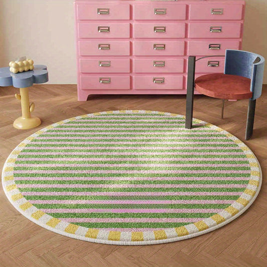 Soft Faux Sheepskin Round Mat Soft Faux Sheepskin Modern Striped Round Mat | 1000g+10mm