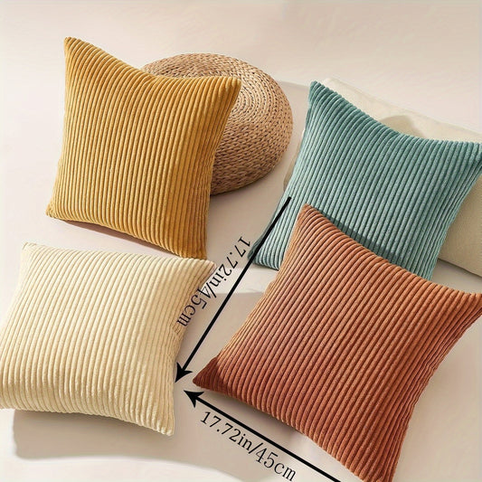 4 Pack Corduroy Pillow Covers, Soft Textured Fabric, Double-Sided Design with Zipper Closure