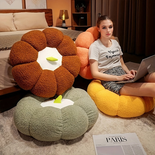 Modern Soft Pumpkin Cushion - Cozy Autumn Pillow Cover for Sofa & Bed, Polyester, Hand Wash Only