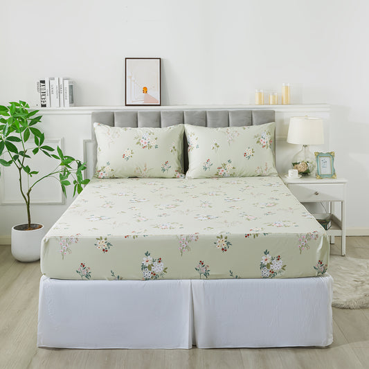 Floral Bed Sheet Set Percale Cotton Shabby Vintage Chic Rose Deep Pocket Sheets Sage Green