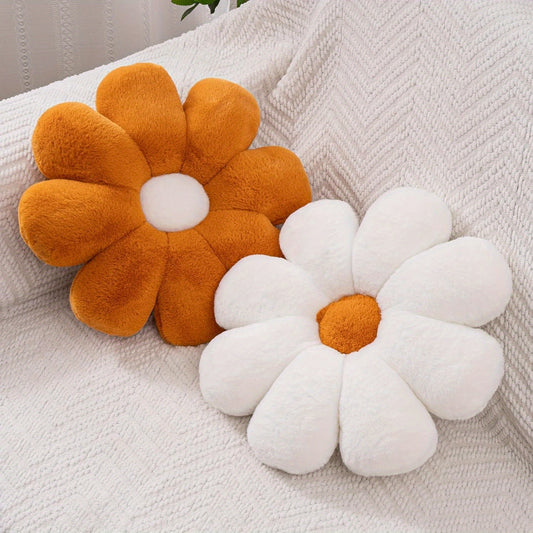 Contemporary Floral Plush Flower Cushion - Soft Polyester Short Plush, Sun-Scented, Hand Wash Only