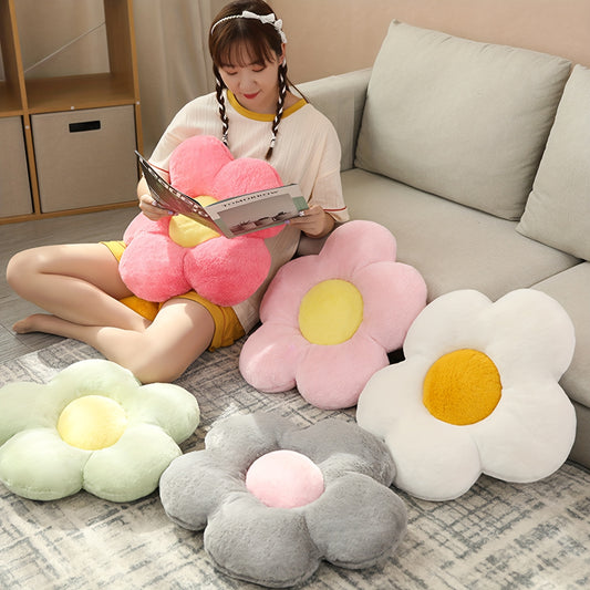 Floral Plush Pillows 2pcs Floral Plush Pillows - Soft White & Yellow Floral Design