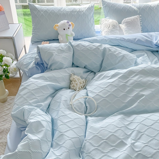 4pcs Bedding Set - Comfortable Diamond Check Jacquard Four-Piece Set