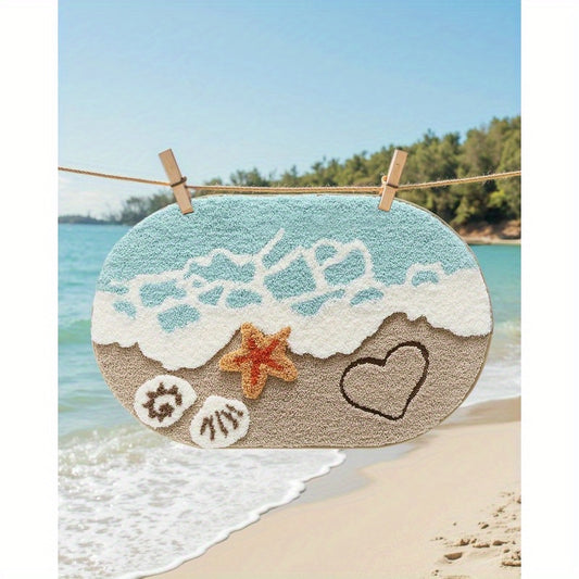 Soft and Absorbent Beach Bathroom Carpet, Non-Slip Backing