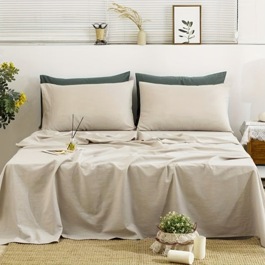 Natural Linen 100% Linen Sheets, 4pcs Linen Sheets Set