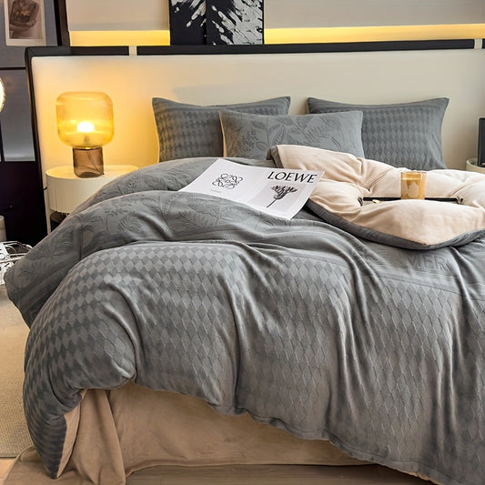 3\u002F4pcs, Winter High-Weight Milk Velvet Four-Piece Set, Fleece Fine and Light Beige-Friendly